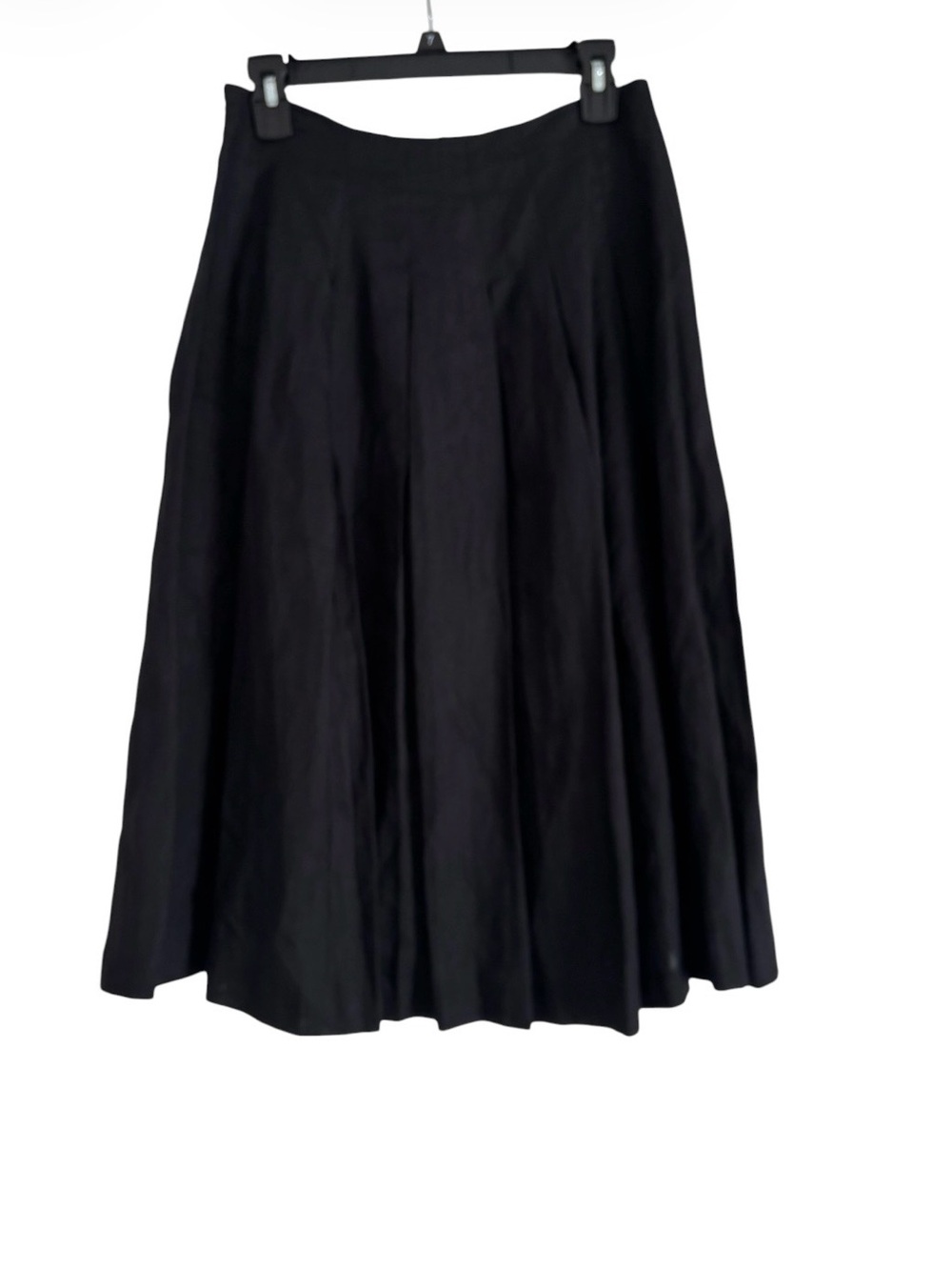 Edward Linen Classic Black A-Line Midi Skirt